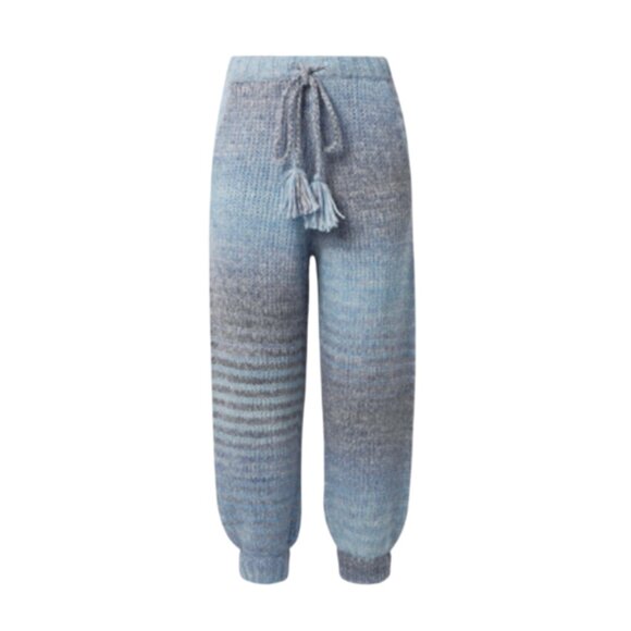 LoveShackFancy Blossom Sweatpants Pants Joggers Womens Large Blue Wool Alpaca - Picture 11 of 12